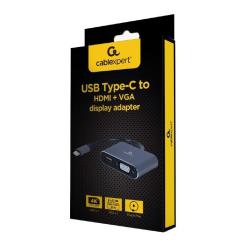 Переходник Cablexpert USB-C to HDMI/VGA, 4К 30Hz Фото 1
