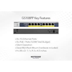 Коммутатор сетевой Netgear GS108PP-100EUS Фото 2