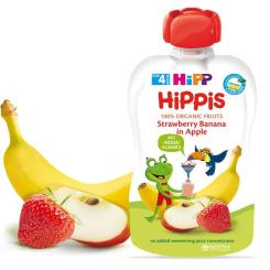 Детское пюре HiPP HiPPiS Pouch Яблоко-клубника-банан, 100 г Фото