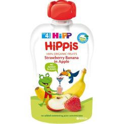 Детское пюре HiPP HiPPiS Pouch Яблоко-клубника-банан, 100 г Фото 1