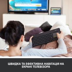 Клавиатура Logitech K400 Plus Touch Wireless UA Black Фото 1