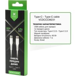 Дата кабель Vinga USB-C to USB-C 1.0m 60W TPE Фото 1
