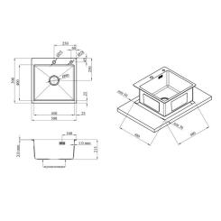Мойка кухонная Kroner Schwarze-5050HM Фото 5