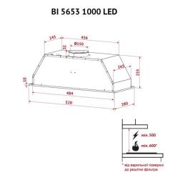 Вытяжка кухонная Perfelli BI 5653 BL 1000 LED Фото 11