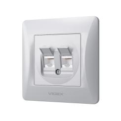 Компьютерная розетка Videx BINERA CAT6 + CAT6 подвійна сереб Фото 1