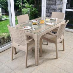 Стол садовый Irak Plastik под ротанг 80х140 см белый Фото 2