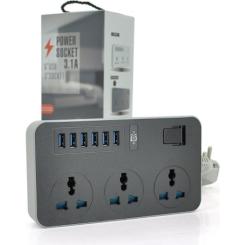 Сетевой фильтр питания Voltronic TВ-Т09, 3роз, 6*USB Black Фото 2