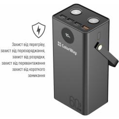 Батарея универсальная ColorWay 60 000 mAh Powerful PD/65W, QC/4.0, AFC, FCP, Blac Фото 3