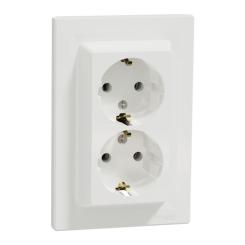 Розетка Schneider Electric ASFORA с заземлением двойная белая 16А Фото 1