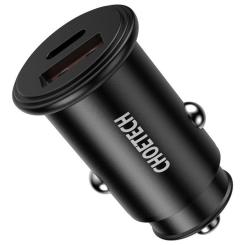 Зарядное устройство Choetech Car USB-A/USB-C 30W QC3.0/PD Фото 1