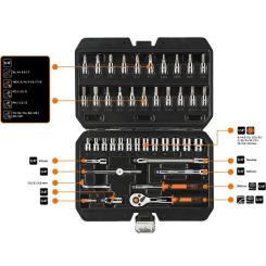 Набор инструментов Neo Tools 46шт, 1/4", CrV, кейс Фото 1