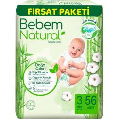 Подгузники Bebem Natural 3 midi 4-9 кг 56 шт Фото