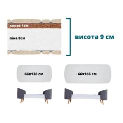 Матрас для детской кроватки Ingvart Fly кокос+поролон, 136х66х9 см Фото