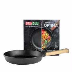 Сковорода Brizoll Optima чавунна з ручкою та скляною кришкою 280х40 Фото 3