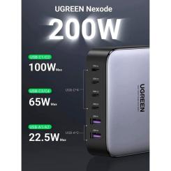 Зарядное устройство Ugreen 6xUSB 200W (4хUSB-C+2xUSB-A) Gan CD271 Фото 2