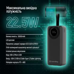 Батарея универсальная ColorWay 30 000 mAh EnergyPlus PD/18W, QC3.0/22.5W, Black Фото 9