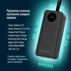 Батарея универсальная ColorWay 30 000 mAh EnergyPlus PD/18W, QC3.0/22.5W, Black Фото 10