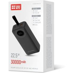Батарея универсальная ColorWay 30 000 mAh EnergyPlus PD/18W, QC3.0/22.5W, Black Фото 5