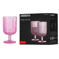 Набор бокалов Ardesto 300мл, 2шт, скло, рожевий Фото 4