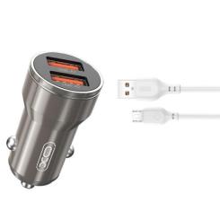 Зарядное устройство XO CC48 2.4A/2 USB + microUSB Grey Фото