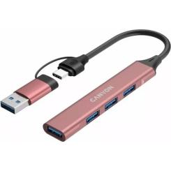 Концентратор Canyon hub DS-02 4in1 USB-A/C Pink Фото 3