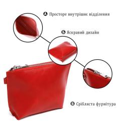 Косметичка Shvigel Глянцевая из натуральной кожи Красная Фото 3