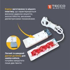 Сетевой удлинитель TECCO 5м 4 поста white Фото 3