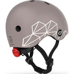 Шлем Scoot&Ride 45-51см, коричневый, с фонариком Фото 1