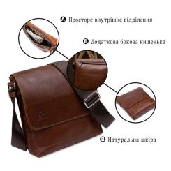 Сумка Grande Pelle Кожаная мужская через плечо Коричневая Фото 3