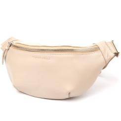 Сумка Grande Pelle Кожаная на пояс Бежевая Фото