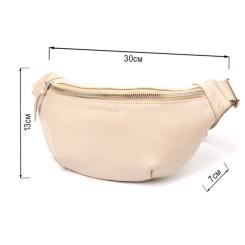 Сумка Grande Pelle Кожаная на пояс Бежевая Фото 2