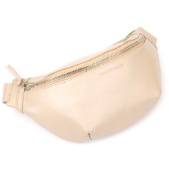 Сумка Grande Pelle Кожаная на пояс Бежевая Фото 4