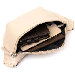 Сумка Grande Pelle Кожаная на пояс Бежевая Фото 5