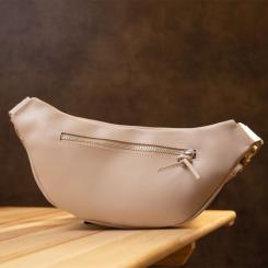 Сумка Grande Pelle Кожаная на пояс Бежевая Фото 7