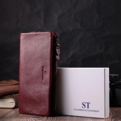 Кошелек ST Leather З натуральної шкіри Бордовий Фото 9