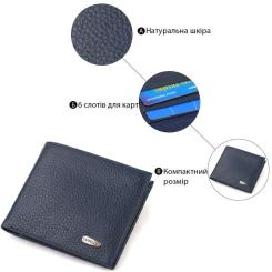 Портмоне Canpellini Из натуральной кожи флотар Синее Фото 3
