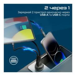 Зарядное устройство Promate drivegear-pd33 USB-C PD33W + USB-A QC3.0 Black Фото 1