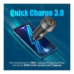 Зарядное устройство Promate drivegear-pd33 USB-C PD33W + USB-A QC3.0 Black Фото 3