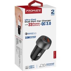 Зарядное устройство Promate drivegear-pd33 USB-C PD33W + USB-A QC3.0 Black Фото 7