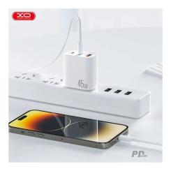 Зарядное устройство XO L117 2xUSB-C PD45W + 1xUSB-A QC3.0 White Фото 4