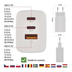 Зарядное устройство EMOS V05G65 1xUSB-A + 2xUSB-C PD65W GaN Фото 4