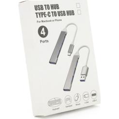 Концентратор Voltronic USB-C 4xUSB 3.0 0.1m black Фото 2