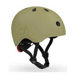 Шлем Scoot&Ride оливковий з ліхтариком 51-53см Фото 2