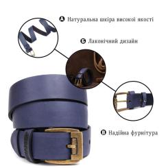Ремень Shvigel Мужской кожаный Синий Фото 3