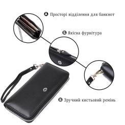 Кошелек ST Leather Кожаный Черный Фото 3