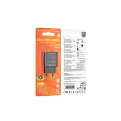 Зарядное устройство BOROFONE 1xUSB-C PD20W + 1xUSB QC3.0 black Фото 1