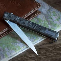 Нож Ocaso Solstice, Engraved titanium, Topo Pattern, Satin Фото 1
