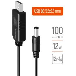 Кабель питания ColorWay USB to DC 5.5x2.5mm 12V 1.0m black Фото