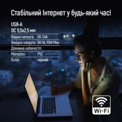 Кабель питания ColorWay USB to DC 5.5x2.5mm 12V 1.0m black Фото 7