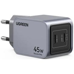 Зарядное устройство Ugreen 2xUSB-C PD45W GaN X707 gray Фото 1